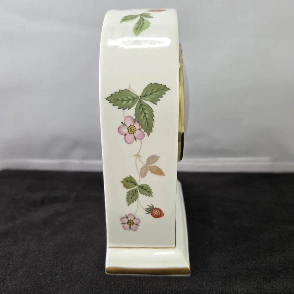 Vintage Wedgwood Bone China Wild Strawberry Dome Mantle Clock